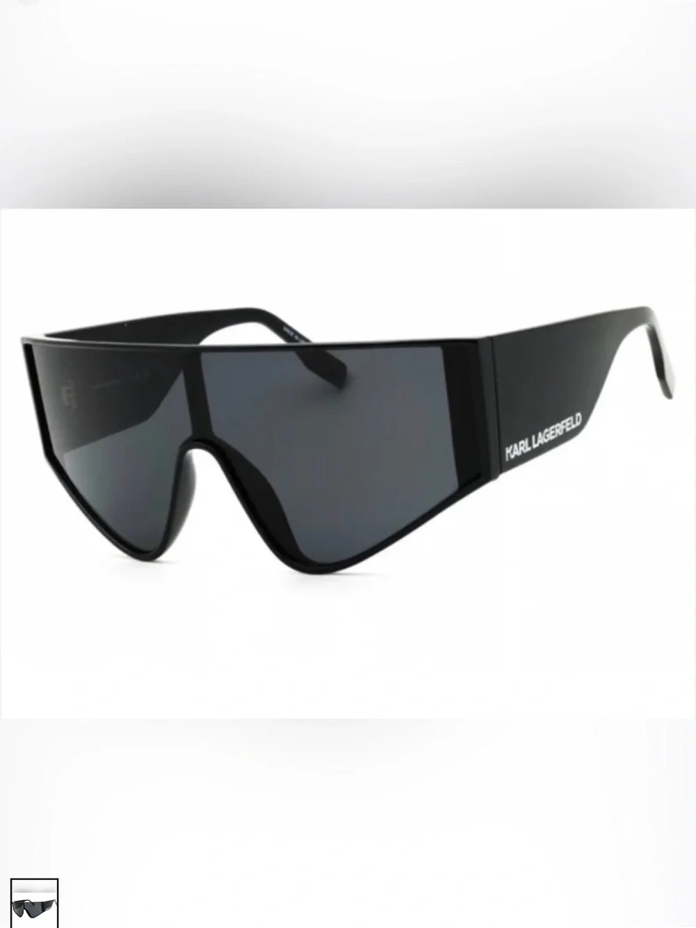NEW Karl Lagerfeld Black Shield Visor Sunglasses - Picture 3 of 5
